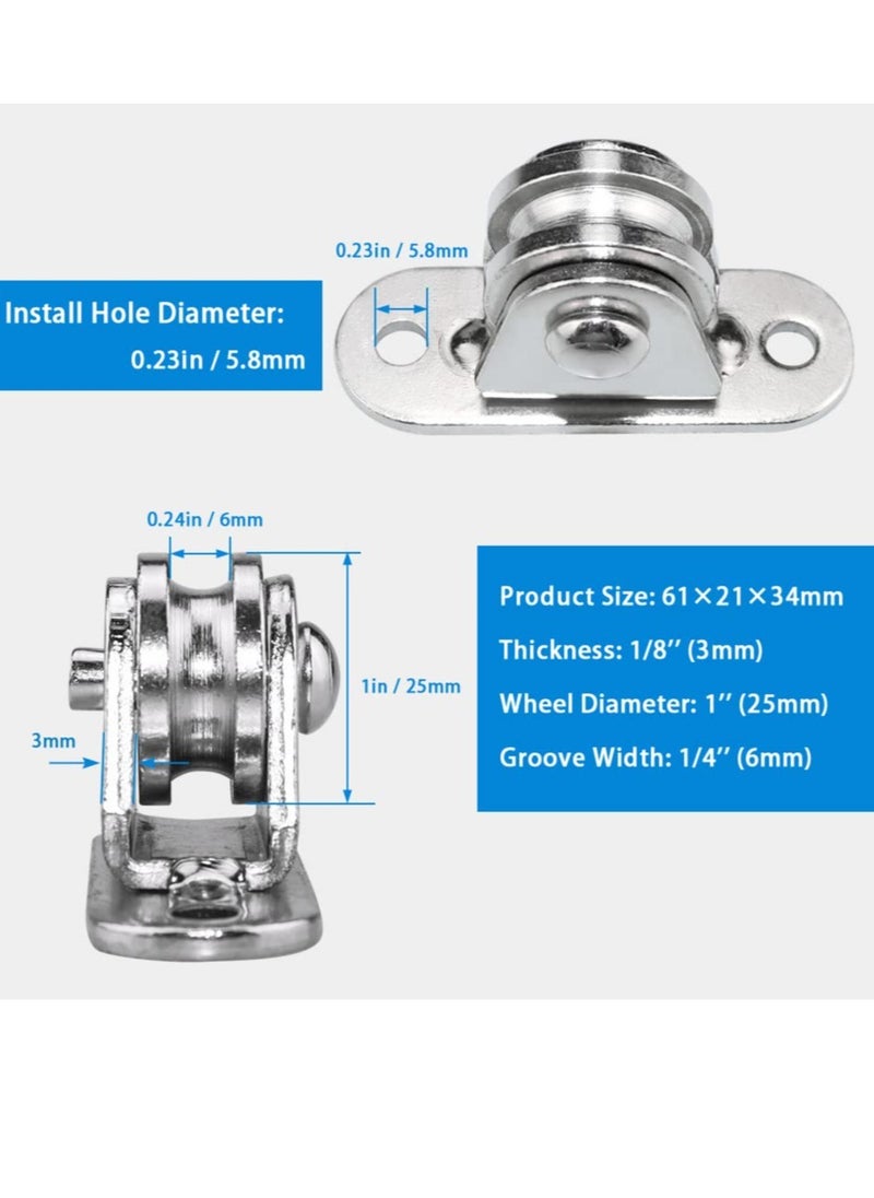 Excefore - Pulley Block Silent Pulley Wheel, 2Pcs Heavy Duty Fixed Pullies Loading 176 lb for Cord Material Handling Moving and DIY Project Wall Ceiling Mount Pulleys - Image 1