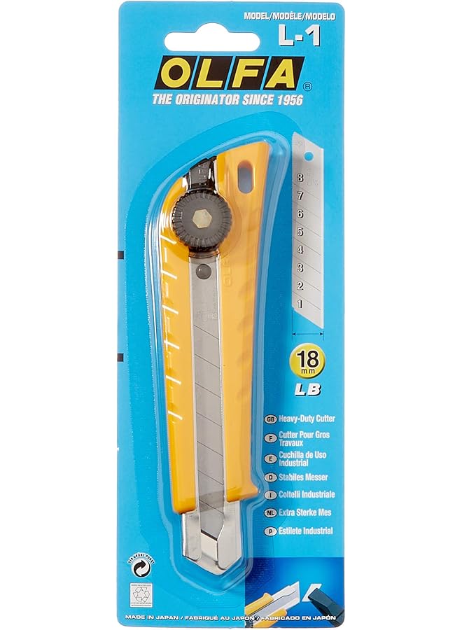 OLFA Plastic Snap Off Heavy Duty Cutter 18 Mm Width Yellow  - Image 1
