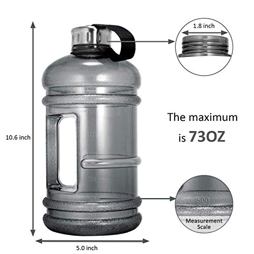 Vaupan Half Gallon Big Water Bottle, 2.2L/73 OZ Large Leak Proof Sports Jug with Handle,Huge BPA Free PETG Plastic Wide Mouth Drinking Container Flask for Fitness Gym Biking Outdoor - Image 2
