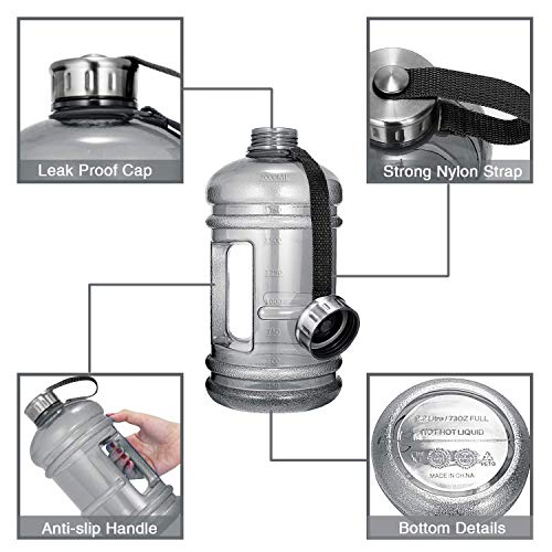 Vaupan Half Gallon Big Water Bottle, 2.2L/73 OZ Large Leak Proof Sports Jug with Handle,Huge BPA Free PETG Plastic Wide Mouth Drinking Container Flask for Fitness Gym Biking Outdoor - Image 4