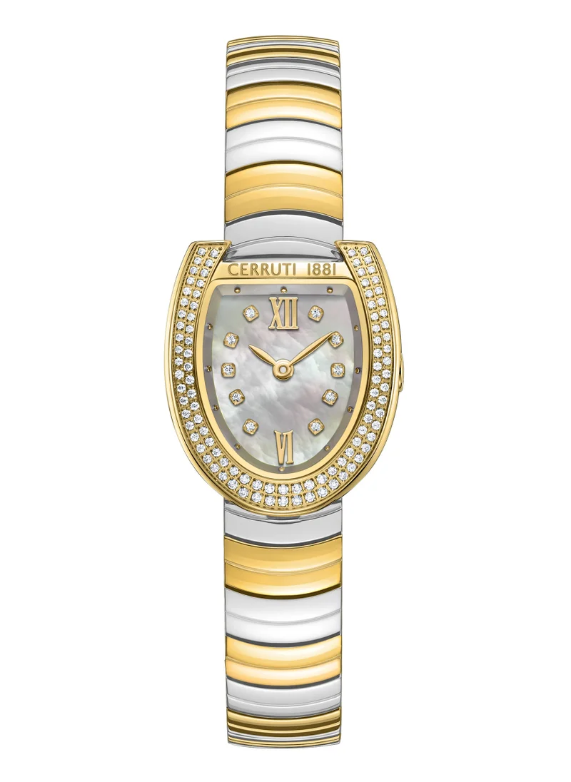 CERRUTI 1881 Cerruti 1881 Lerici Analog Women's Watch - White Mother of Pearl Dial, Roman Numerals, Two Tone Bracelet