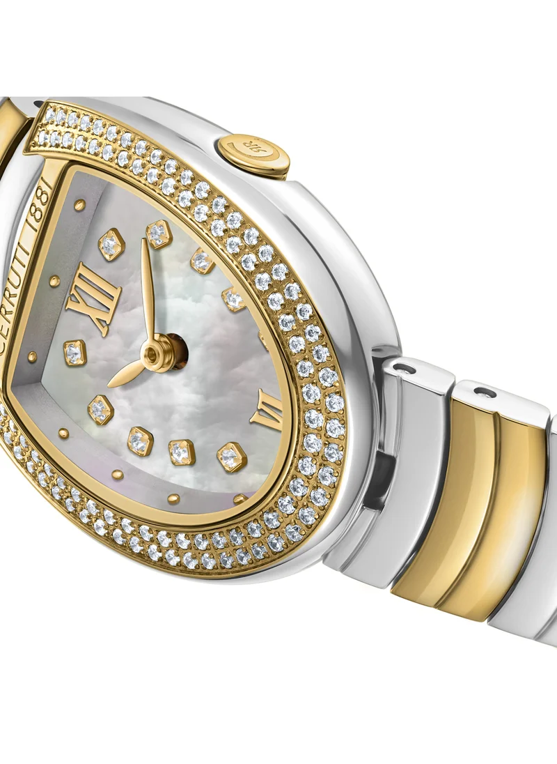 CERRUTI 1881 Cerruti 1881 Lerici Analog Women's Watch - White Mother of Pearl Dial, Roman Numerals, Two Tone Bracelet