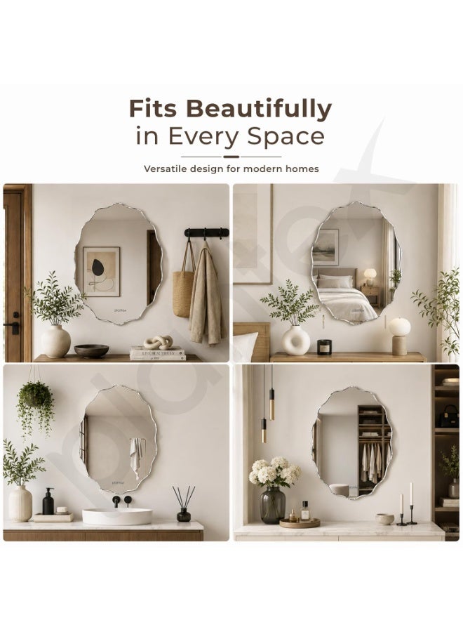 Plantex Frameless Oval Mirror for Wall/Mirror with Beveled Smooth Edges/Mirror for Bathroom/Dressing Room/Living Room/Bedroom/Entryway - (15 X 18 Inch) - Image 3