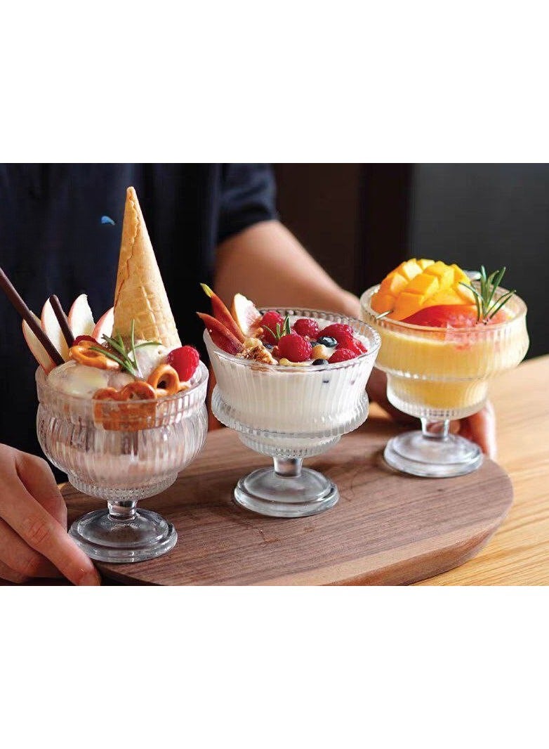 طقم كاسات او اطباق جيلي كريستال مضلع قمر  طقم كاس 3قطع - Image 1