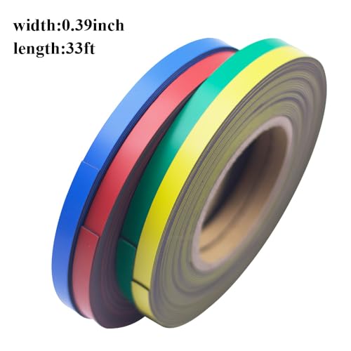 SUVEJK Magnetic Tape Roll Colored Thin Strips - Dry Erase Magnet Whiteboard Graphic Art Tape/ 10mm 33ft Marking Line Magnet Tape(4 Pack Mix Color) - Image 3