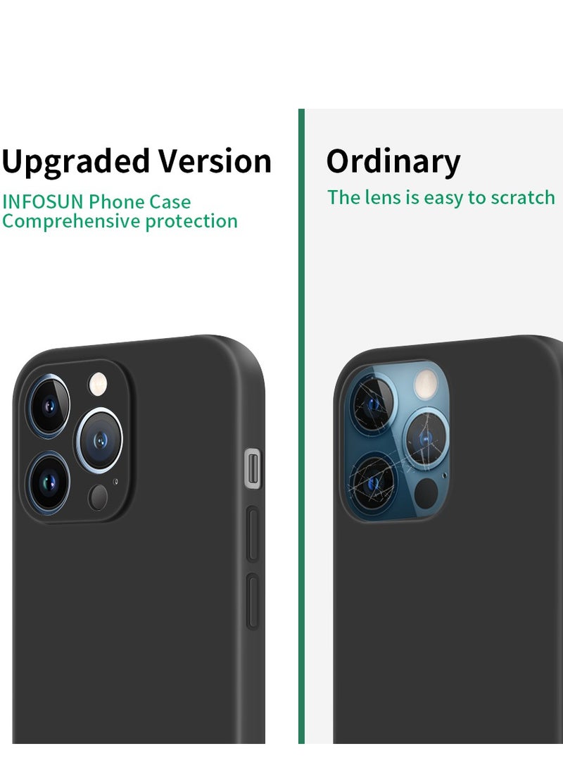 INFOSUN Compatible with apple iPhone 12 Pro Max Full Coverage for Protective Case, Ultra Slim Soft Silicone Gel TPU Cover, Matte Surface Ultra-Thin Case, for iPhone 12 Pro Max (Black)