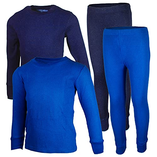 BROOKLYN VERTICAL Boys 2-Pack Thermal Waffle Active Base Layer Sets| Long Sleeve Shirt and Pants (Combo A, 7) - Image 1