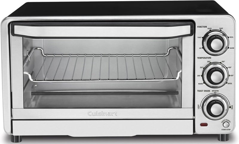 Cuisinart فرن توست كلاسيكي مخصص، 1800 واط فرن توست على الطاولة للخبز والشواء والتحميص، داخلية غير لاصقة، تحكم ثابت في التحميص، فولاذ مقاوم للصدأ مصقول/أسود، TOB-40N - Image 1