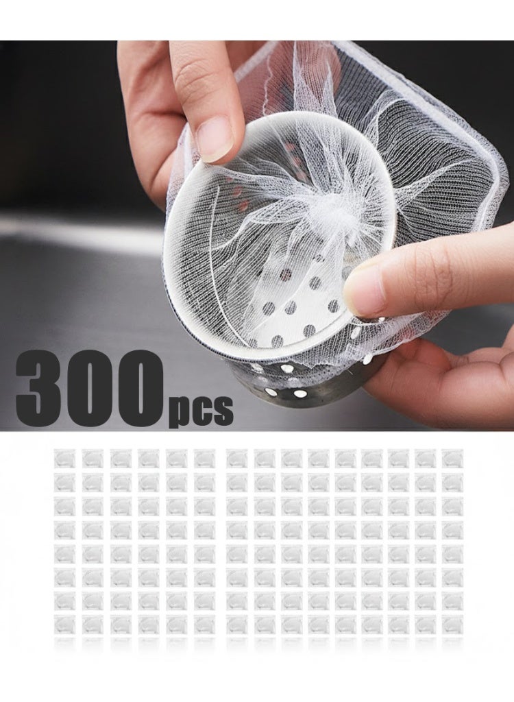 300 PCS Disposable Mesh Sink Strainer Bags, Kitchen Sink Strainer Trash Bag Sink Strainer Filter Mesh Bag Anti-Clogging Elastic Filter Bags Sink Net Strainer Filter Bags for Sink Drain - Image 2