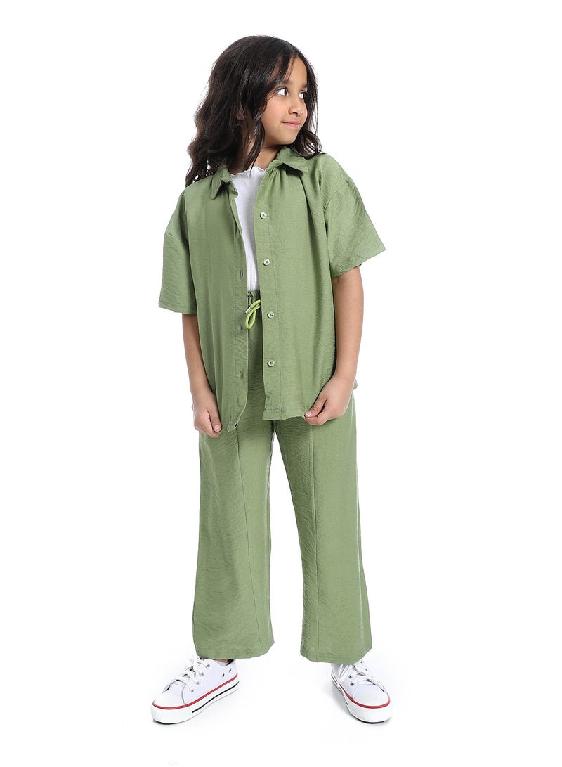 سيزار سوت بناتي بنصف كم وزراير من الأمام - Image 1