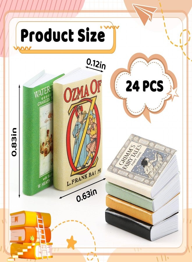 JULEASEL Mini Fairy Books, 24pcs 1:12 Scale Miniature Books, Dollhouse Books, Tiny Books for Dollhouse Accessories, Vintage Mini Bookshelf Decor, Miniatures Collectors - Image 2