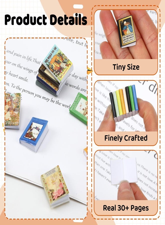 JULEASEL Mini Fairy Books, 24pcs 1:12 Scale Miniature Books, Dollhouse Books, Tiny Books for Dollhouse Accessories, Vintage Mini Bookshelf Decor, Miniatures Collectors - Image 3