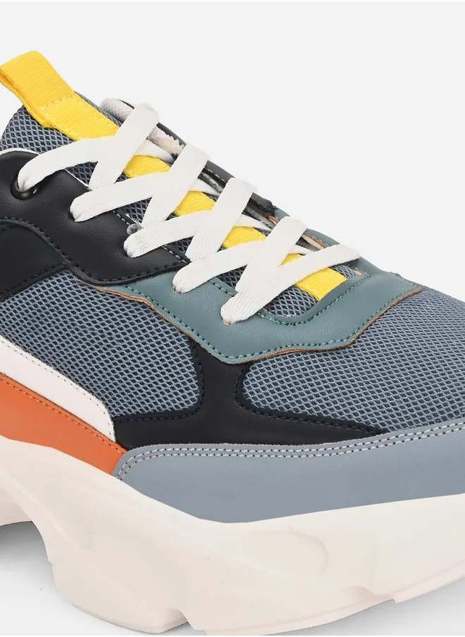 Styli Color Block Chunky Sole Lace Up Sneakers