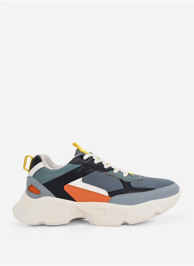 Styli Color Block Chunky Sole Lace Up Sneakers