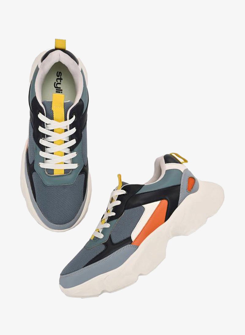 Styli Active Color Block Chunky Sole Lace Up Sneakers - Image 3