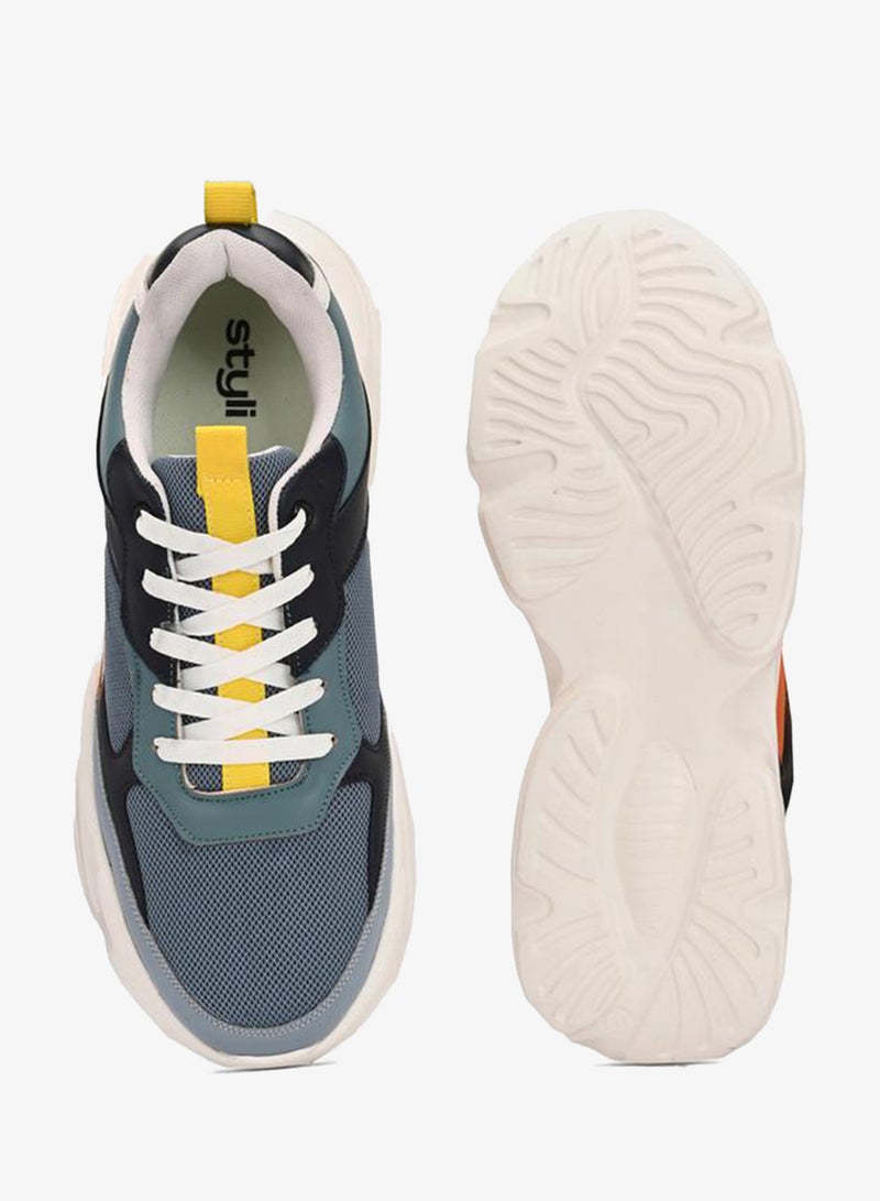 Styli Active Color Block Chunky Sole Lace Up Sneakers - Image 5