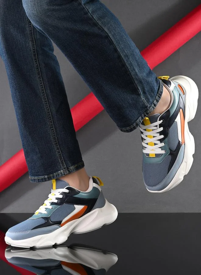 Styli Active Color Block Chunky Sole Lace Up Sneakers
