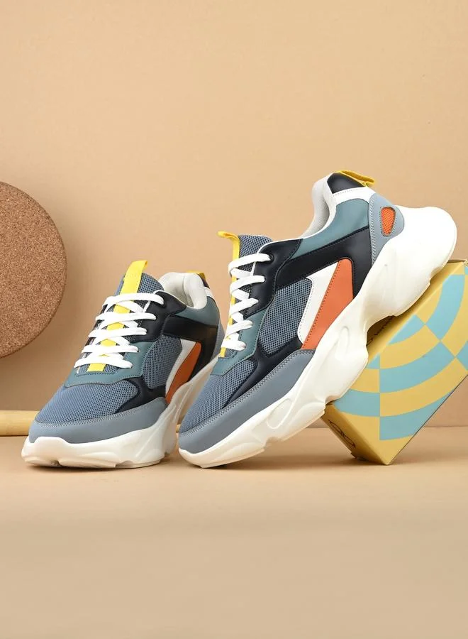 Styli Active Color Block Chunky Sole Lace Up Sneakers