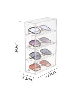 Generic Sunglasses Case Storage Box with 4 Clear Divided Drawers for Glasses, Acrylic Tabletop Display Organizer Jewelry Cosmetic Watch Storage Makeup Brush Holder Eye Glass Cases  - Image 2