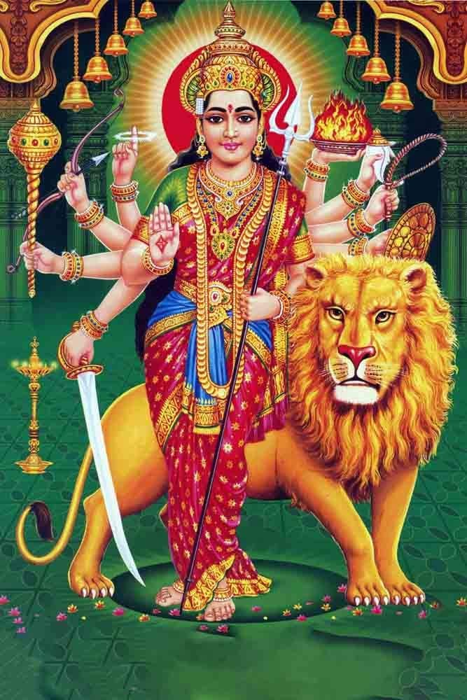 British Terminal British Terminal Goddess Durga Ambe Sherawali Maa Waterproof Vinyl Sticker Poster 12X18 inches can17061