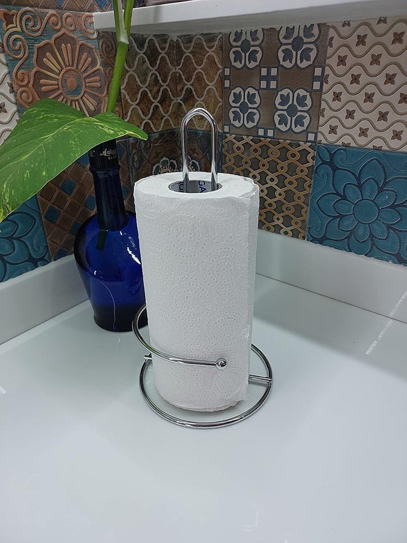CR18 COLLECTION Steel Kitchen Roll Dispenser Kitchen Napkin Roll Holder Kitchen Paper Towel Tissue Holder Tissue Roll Holder for Kitchen Chrome Steel Pack of 2 - Image 3