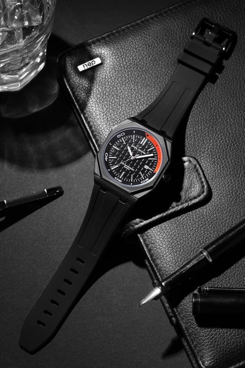 Daniel Hechter Paris Monceau Collection Analoge Watch for Men with Textured Octagone Dial and Silicon Strap-DHM1008. - Image 3
