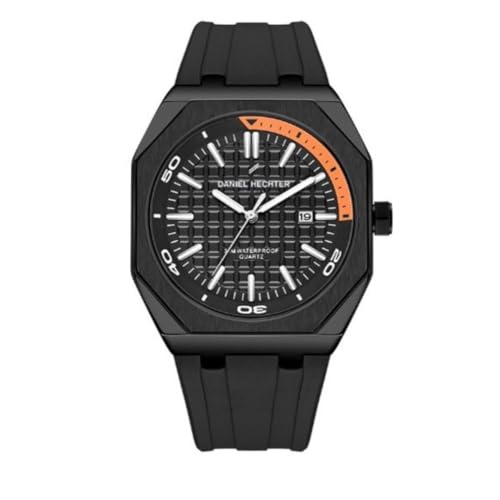 Daniel Hechter Paris Monceau Collection Analoge Watch for Men with Textured Octagone Dial and Silicon Strap-DHM1008. - Image 1