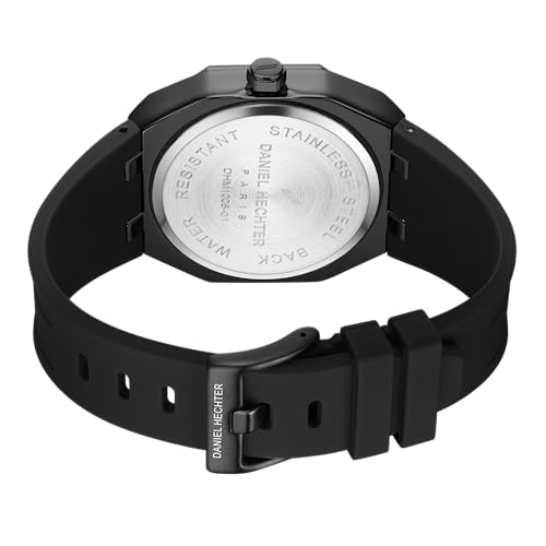 Daniel Hechter Paris Monceau Collection Analoge Watch for Men with Textured Octagone Dial and Silicon Strap-DHM1008. - Image 5