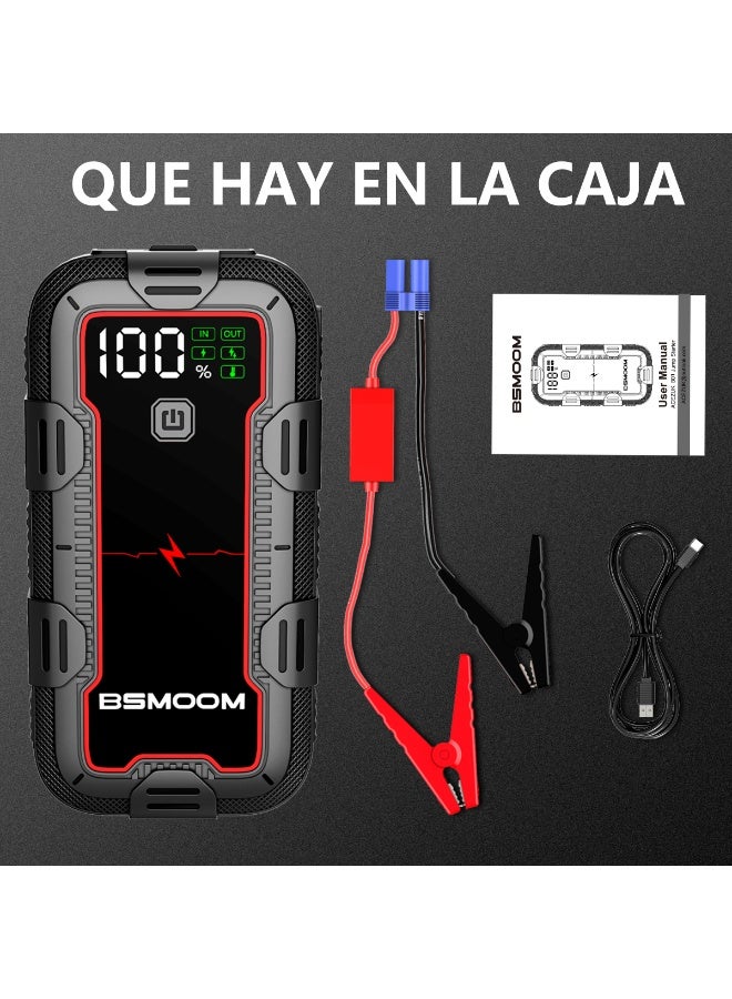 BSMOOM Car Jump Starter, 3000A Portable (for 7.0L Gas or 5.5L Diesel Engine), 12V Battery Jump Starter with Jumper Cables, LED Light, USB QC3.0 - Image 2