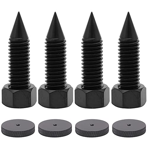 Flushbay 4 Pack Speaker Spikes Floor Protectors Adjustable Speaker Isolation Spikes M10 Black for Subwoofer CD DVD Player Turntable Recorder Chassis with Speaker Isolation Feet Pad (M10) - Image 1