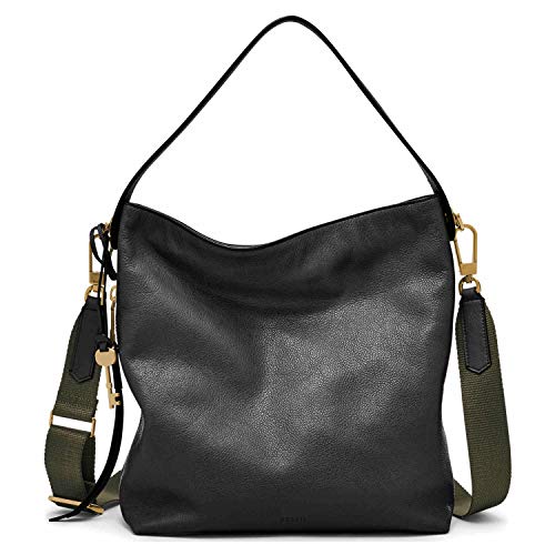 Fossil Women's Maya Leather Small Hobo Purse Handbag, Black (Model: ZB6979001) - Image 1