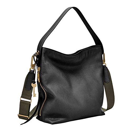 Fossil Women's Maya Leather Small Hobo Purse Handbag, Black (Model: ZB6979001) - Image 2