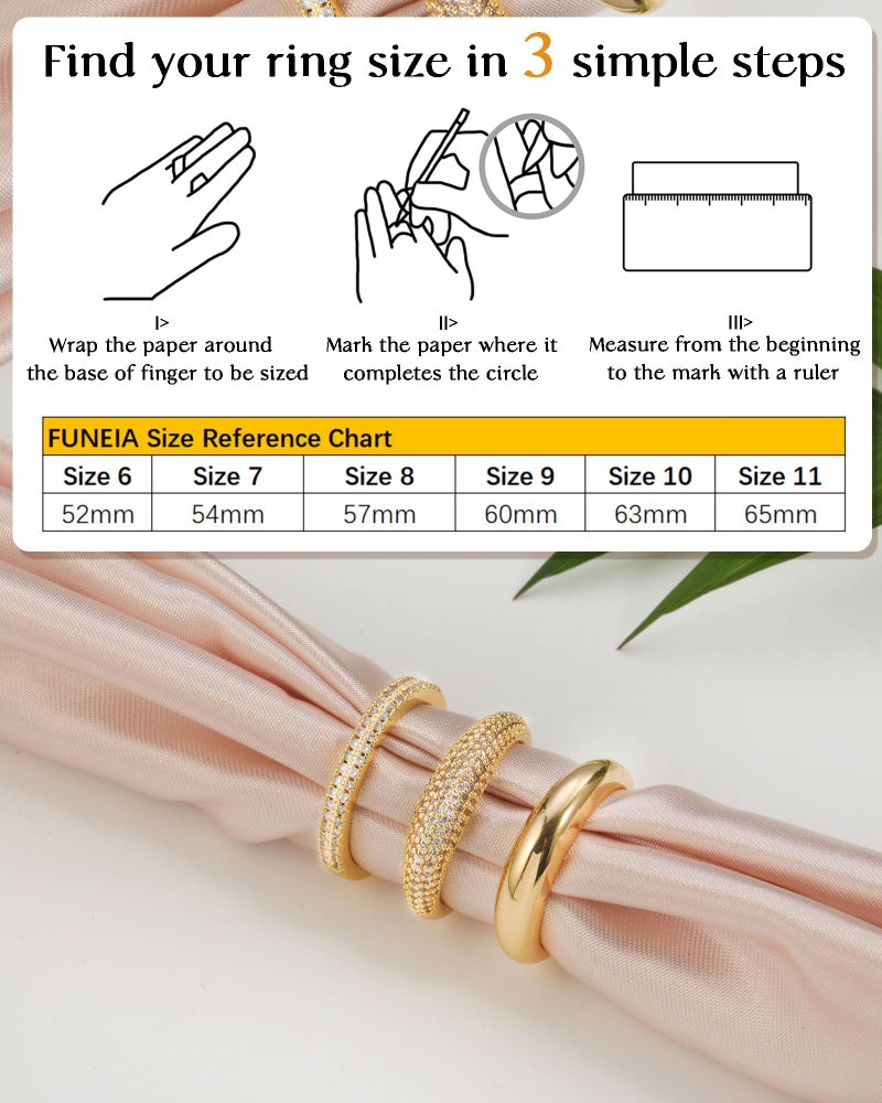 FUNEIA Stackable Gold Rings for Women Non Tarnish Chunky 14K Gold Plated Rings that Don't Tarnish Engagement Cubic Zirconia Ring Set Stack Dainty Pinky Wedding Bands Thumb Rings Gold Jewelry Size 6-11 - Image 5