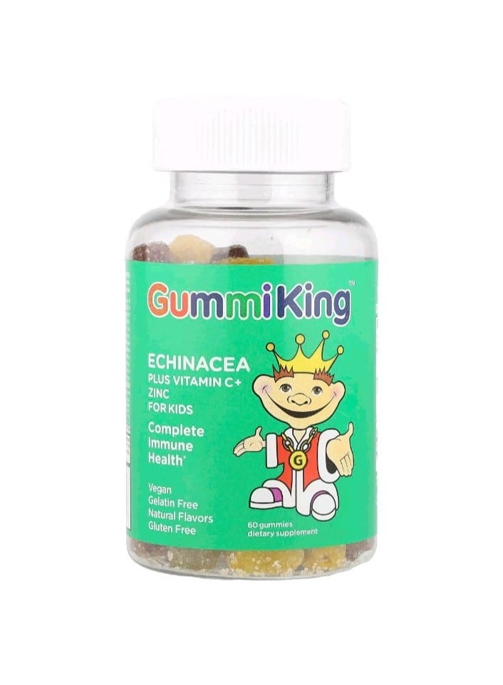 چامي كينج GummiKing، إشنسا مع فيتامين سي والزنك للأطفال، فراولة، برتقال، ليمون، عنب، كرز وجريب فروت، 60 علكة - Image 1