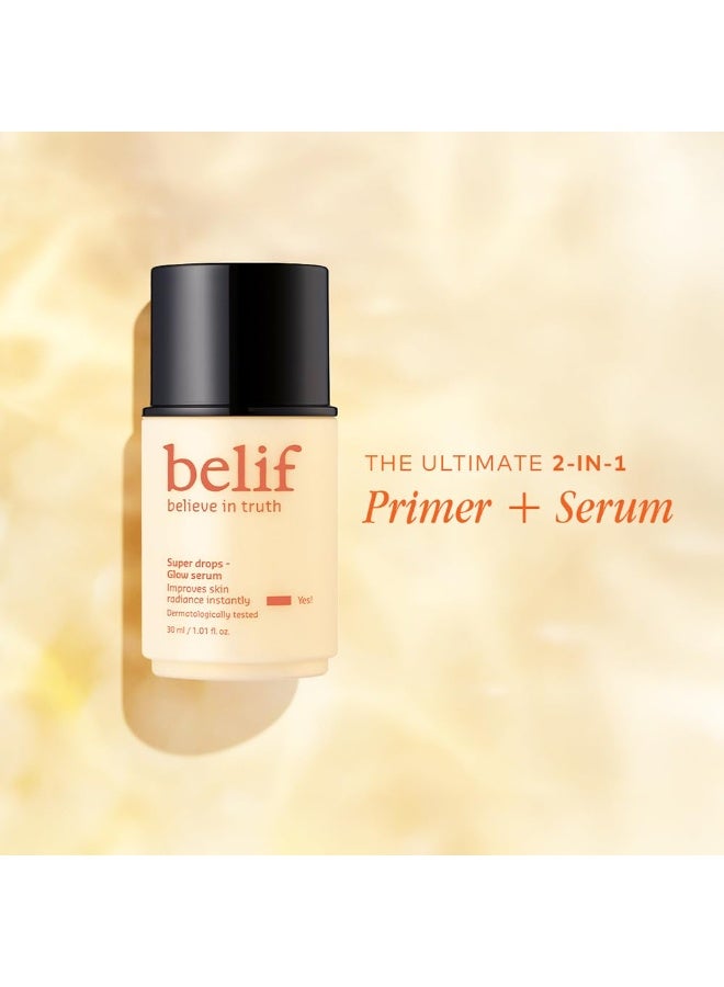 Belif Super Drops Niacinamide Vitamin C Glow Serum | 2-in-1 Primer + Brightening Face Serum | Hydrating, Radiant & Dewy Finish | Korean Skincare | Vegan, Clean Beauty for All Skin Types | 30ml - Image 2