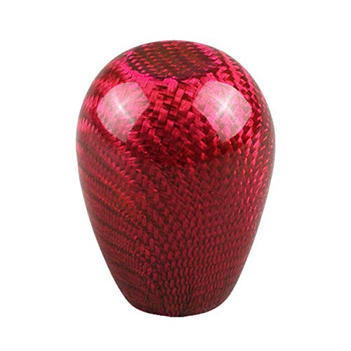 Sakali Universal Vehicle Carbon Fiber Shift Shifter Knob with 3 Adaptors 8mm 10mm 12mm Inner Diameter Car Manual or Automatic Universal Gear Knob Red - Image 1