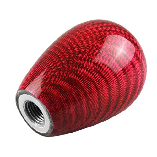 Sakali Universal Vehicle Carbon Fiber Shift Shifter Knob with 3 Adaptors 8mm 10mm 12mm Inner Diameter Car Manual or Automatic Universal Gear Knob Red - Image 2