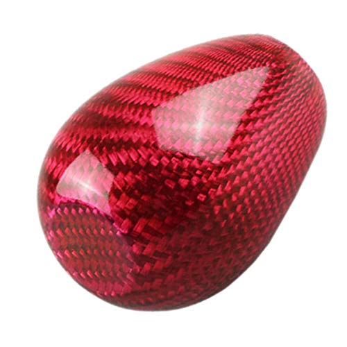 Sakali Universal Vehicle Carbon Fiber Shift Shifter Knob with 3 Adaptors 8mm 10mm 12mm Inner Diameter Car Manual or Automatic Universal Gear Knob Red - Image 4