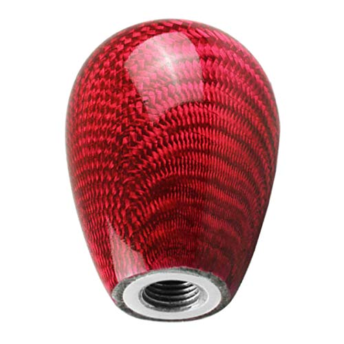 Sakali Universal Vehicle Carbon Fiber Shift Shifter Knob with 3 Adaptors 8mm 10mm 12mm Inner Diameter Car Manual or Automatic Universal Gear Knob Red - Image 3