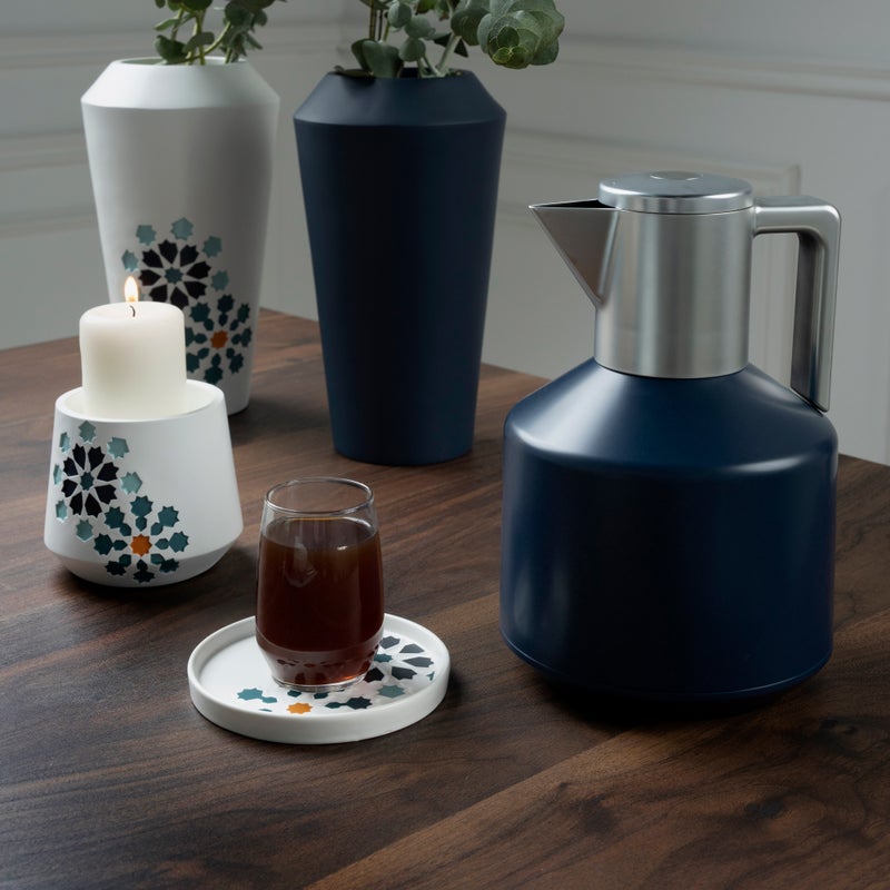 دلتي طقم أكواب شاي وفناجين قهوة سعودية زجاج وبورسلان أبيض 18 قطعة - Image 5