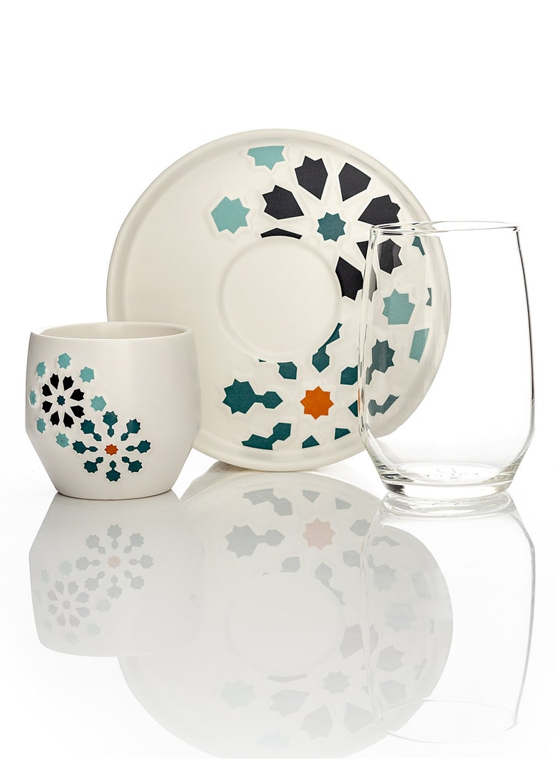 Dallaty Tea and Coffee Cups set 18 pcs Porcelain and Glass  - Image 2