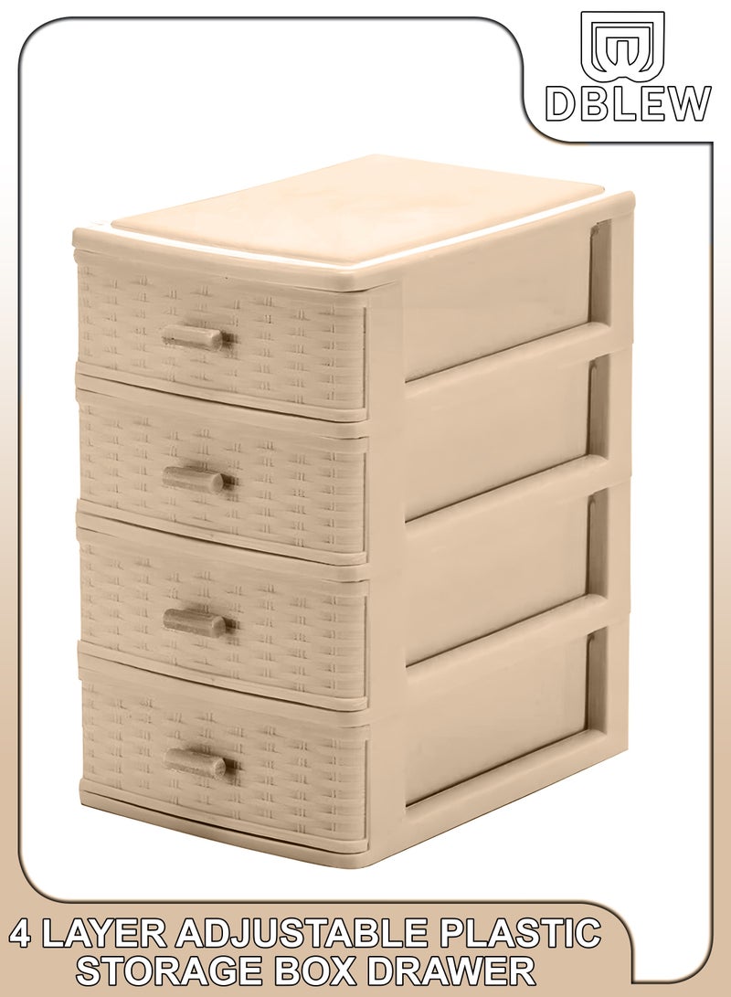 دي بلو البلاستيك 4 طبقات أدراج تخزين صغيرة مقصورات صندوق الحاويات سعة كبيرة حقيبة تخزين مستحضرات التجميل للغرور الحمام منظم كونترتوب طاولة جانبية - Image 1