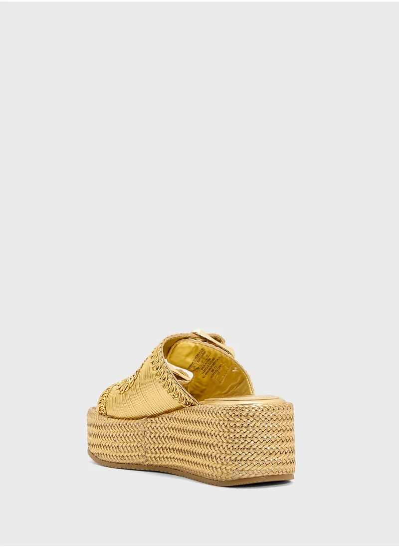 جس Multi Strap Mid Heel Wedges Sandals