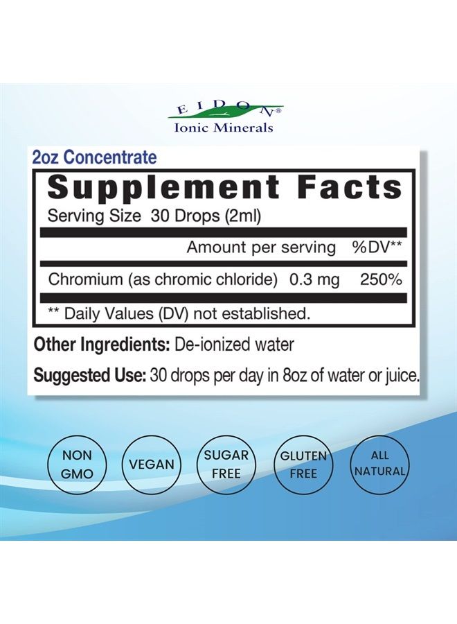 Eidon Ionic Minerals Liquid Chromium Concentrate - Ionic Chromium Drops, Supports Stable Energy Levels, All-Natural, Vegan, Gluten-Free, No Preservatives or Additives - 2 Oz Bottle - Image 2