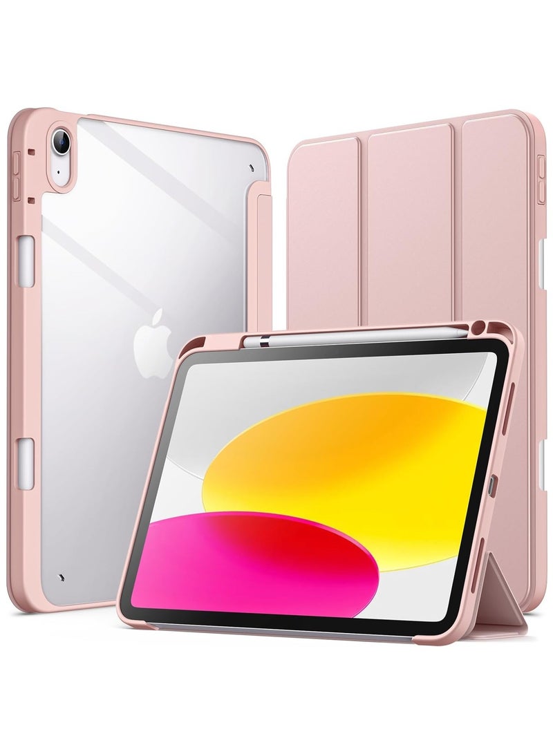 حافظة متوافقة مع جهاز iPad مقاس 10.2 بوصة (الجيل التاسع 2021/الجيل الثامن 2020/الجيل السابع 2019)، غطاء إيقاظ/نوم تلقائي مع حامل قلم (وردي) - Image 1