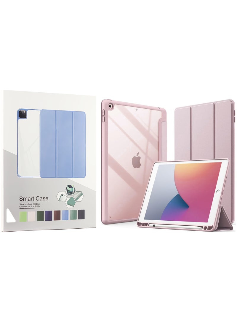 حافظة متوافقة مع جهاز iPad مقاس 10.2 بوصة (الجيل التاسع 2021/الجيل الثامن 2020/الجيل السابع 2019)، غطاء إيقاظ/نوم تلقائي مع حامل قلم (وردي) - Image 2
