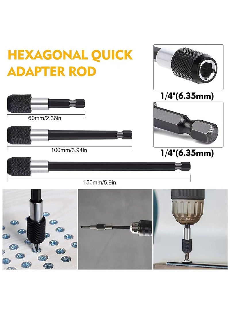 Flexible Drill Bit Extension Set, 105° Right Angle Drill Attachment, 1/4 3/8 1/2In Hex Shank Impact Driver Socket Adapter Rotatable Socket, Bendable Drill Bit Extension Screwdriver Bit - Image 4