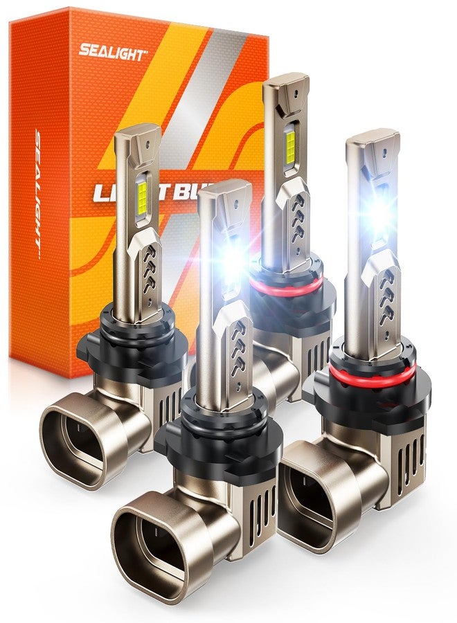 SEALIGHT 9005/HB3 9006/HB4 Bulbs Combo 90000LM, 10X Super Bright 9005 9006 Driving Light, 1:1 Real Size L2S HB3 HB4 Fog Bulbs, 6500K Cool White, 3 Min Plug-N-Play with Fan, IP68, Pack of 4 - Image 1