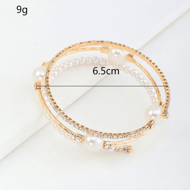 Take Two Take Two Embellished Faux Pearl Bangle