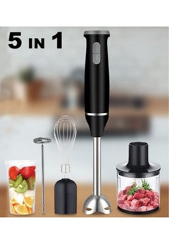 Hand Blender 5 in 1 Stainless Steel Stem with Chopper and Whisk 6-Speed Immersion Stick Blender